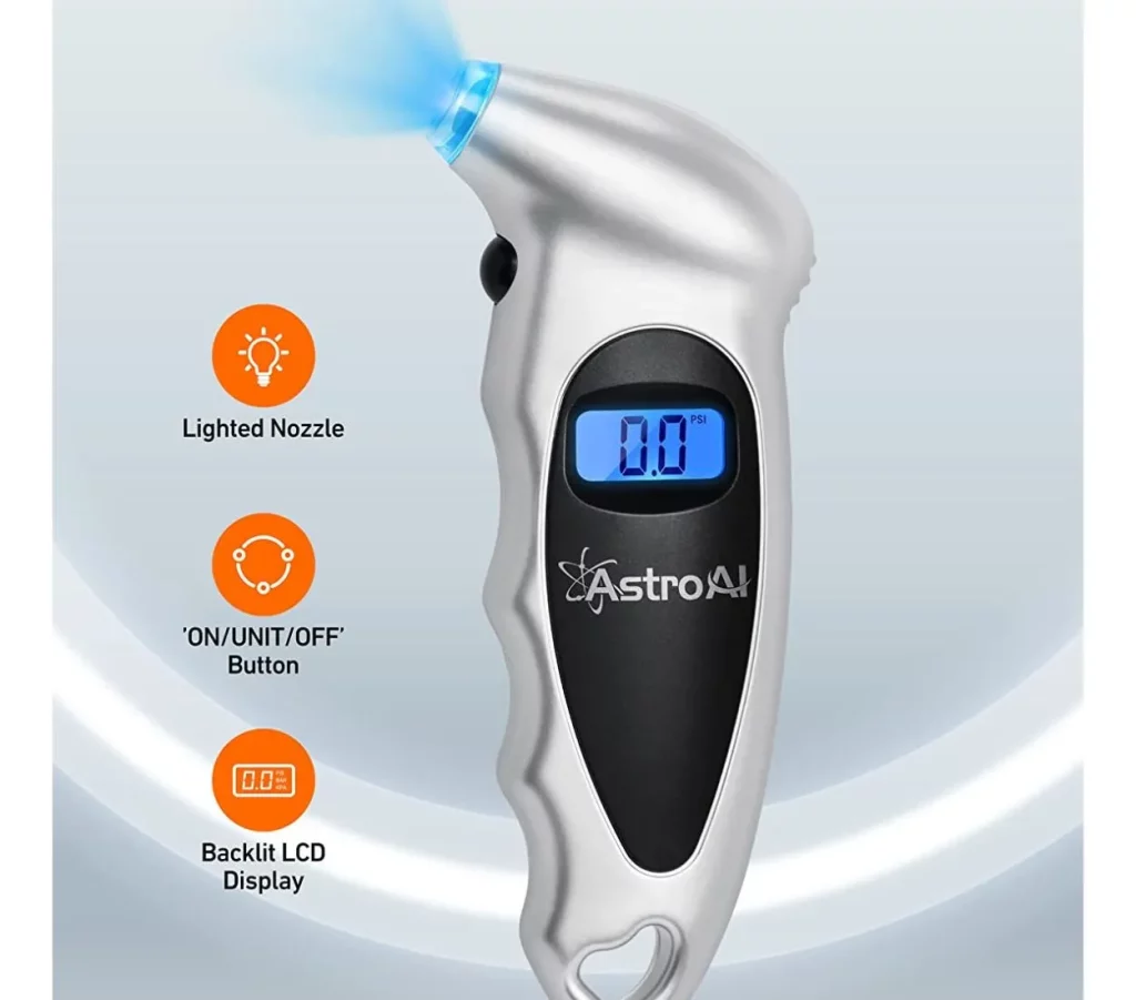 AstroAI is a reliable digital tire pressure gauge that can help you maintain proper tire inflation. It is easy to use and read, and it has a large LCD screen