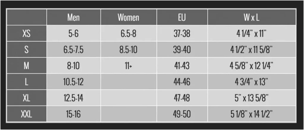 Stabilicers Maxx Size Chart