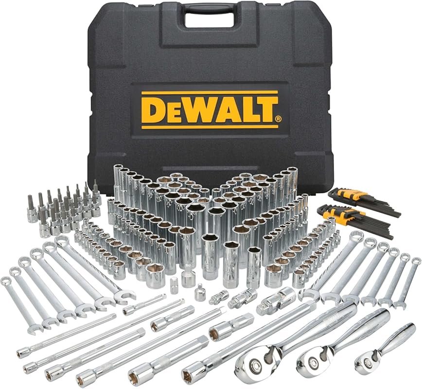 DEWALT 204-Piece Mechanics Tool Kit with Deep Sockets, Wrenches, and T