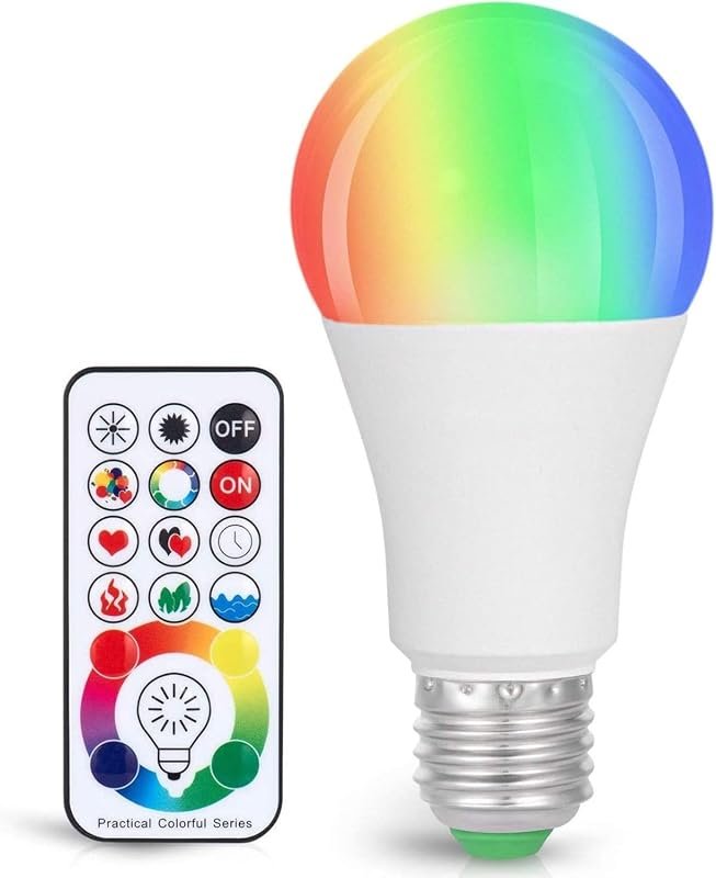 SUNNEST LED Color Changing Light Bulb, 10W RGBW, 120 Colors, Dimmable,