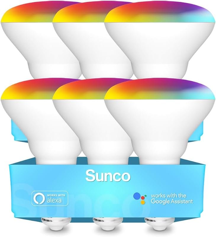 Sunco BR30 Smart RGBCW Flood Light Bulbs, WiFi, Dimmable, Alexa Compat