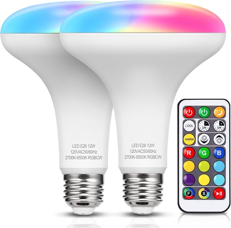 JandCase BR30 Color Changing LED Flood Light Bulbs, 100W Equivalent, R