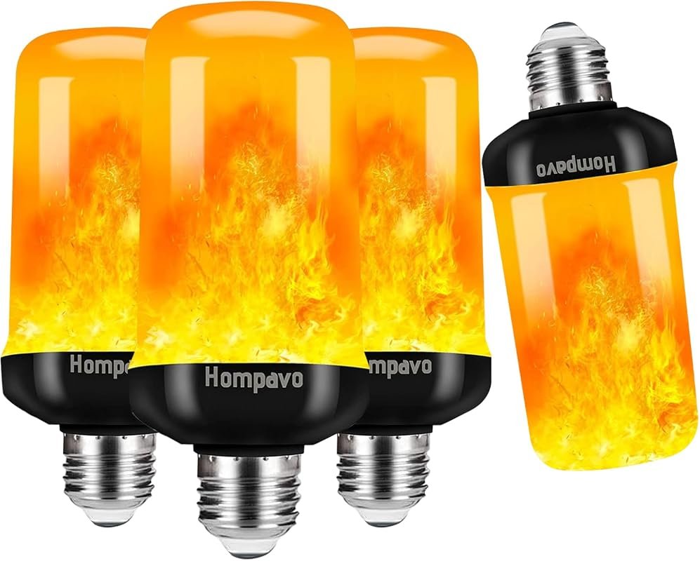 Hompavo Upgraded LED Flame Light Bulbs, 4-Mode Flickering Fire Effect 