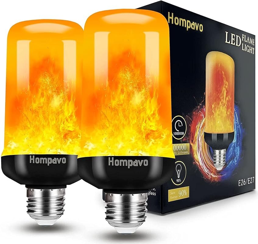 Hompavo Upgraded LED Flame Light Bulbs, 4-Mode Flickering Fire Effect 