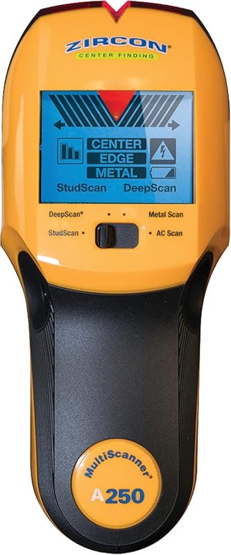 Zircon MultiScanner A250 Stud Finder Wall Scanner with Live Wire Detec
