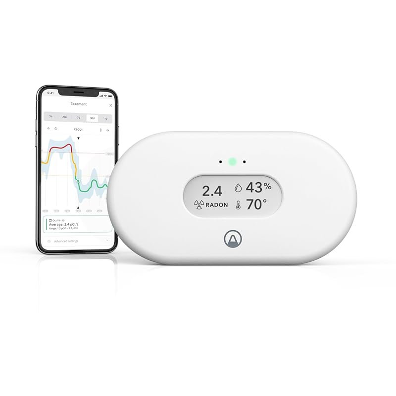 Airthings 2989 View Radon Monitor with Humidity, Temperature, WiFi, Ap