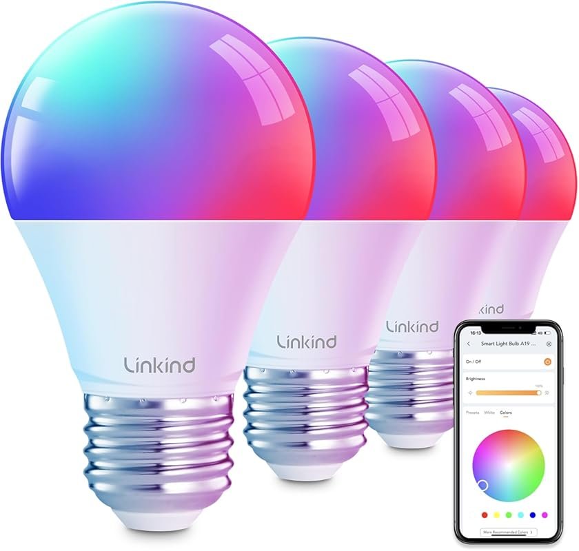 Linkind Smart RGBTW Light Bulbs, Alexa and Google Compatible, Music Sy