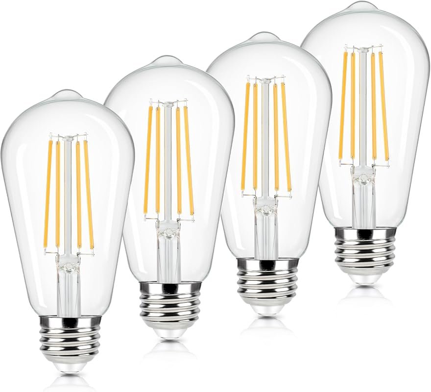 Brightever Vintage ST58 LED Edison Bulbs, 60W Equivalent, 2700K, 4 Pac