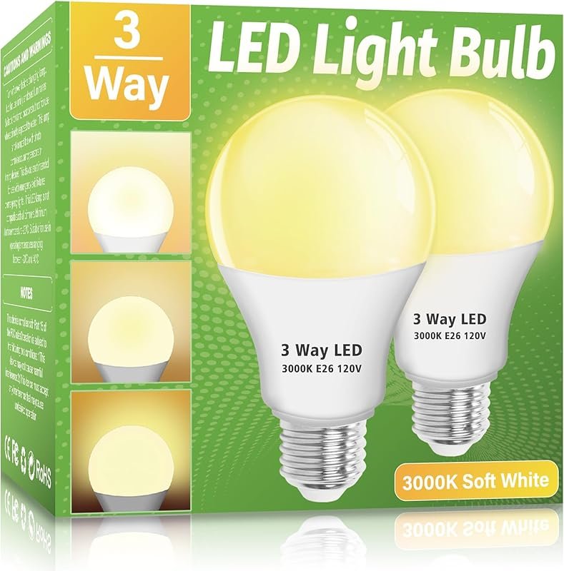 3-Way LED Light Bulbs, 30/70/100W Equivalent, Soft White 3000K, E26 A1