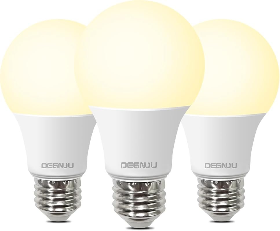 DEGNJU A19 LED Light Bulbs, 60W Equivalent, 2700K Soft White, 8W, E26,