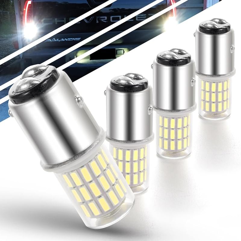 12 Volt 1157 White LED Brake Light Bulbs, 6000K Bright Replacement for