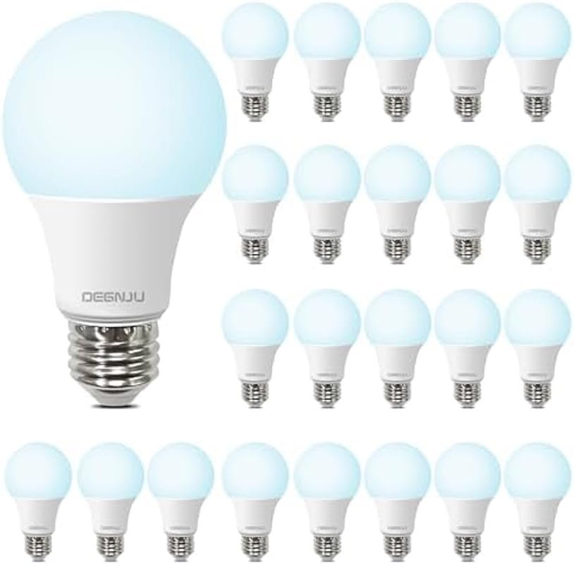 DEGNJU LED Daylight Bulb 5000K, 60W Equivalent A19 E26 24 Pack