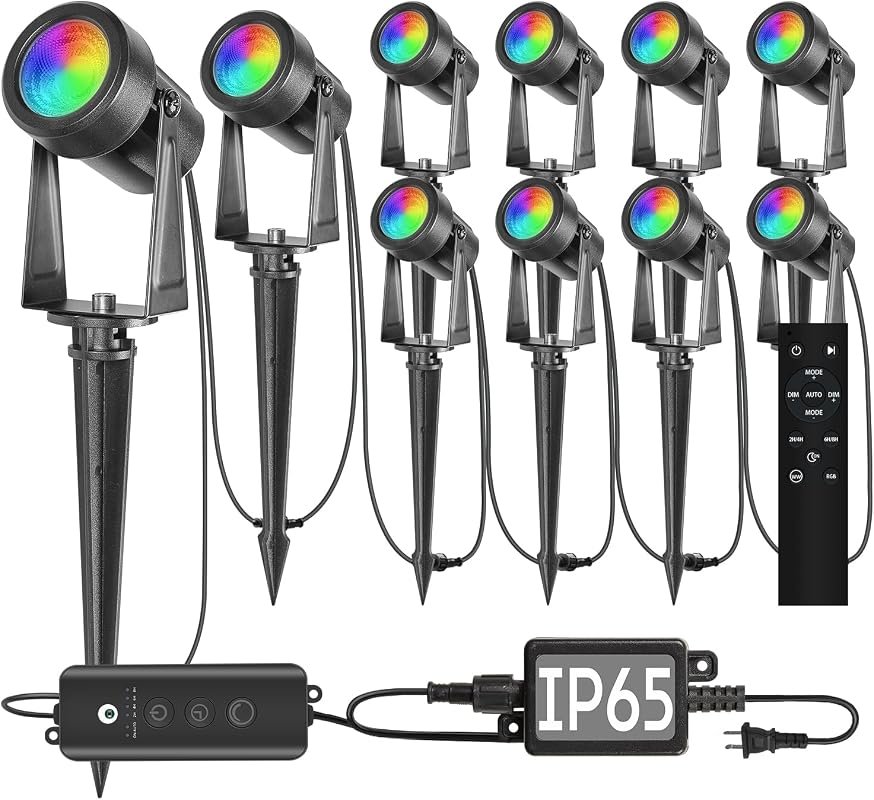 SUNTHIN RGBW Outdoor Landscape Spot Lights with Dusk-to-Dawn Sensor, 1