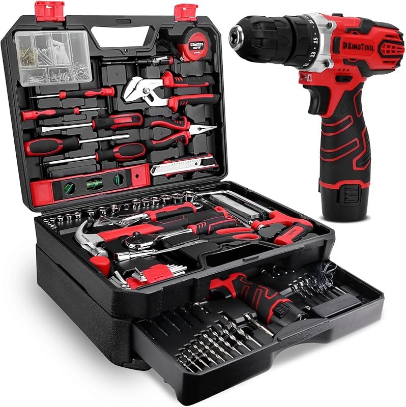 KingTool 276-Piece Cordless Drill Tool Set with 12V Driver and Drawer 
