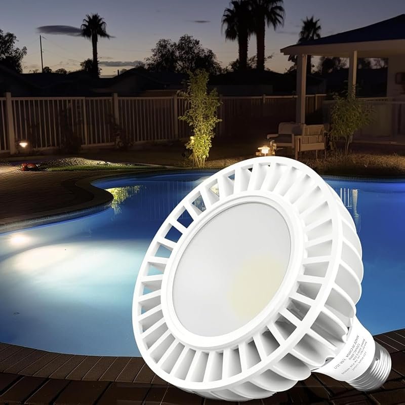 PAR38 50W LED Pool Light, 110V-240V, 6500K Daylight White, E26/E27 Rep