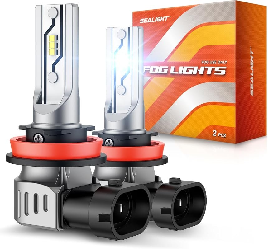 SEALIGHT H11/H16/H8 LED Fog Light Bulbs, 12000LM, 6500K White, 1:1 Rep