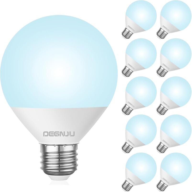 DEGNJU LED Vanity Light Bulbs, 5000K Daylight White, 60W Equivalent, 8