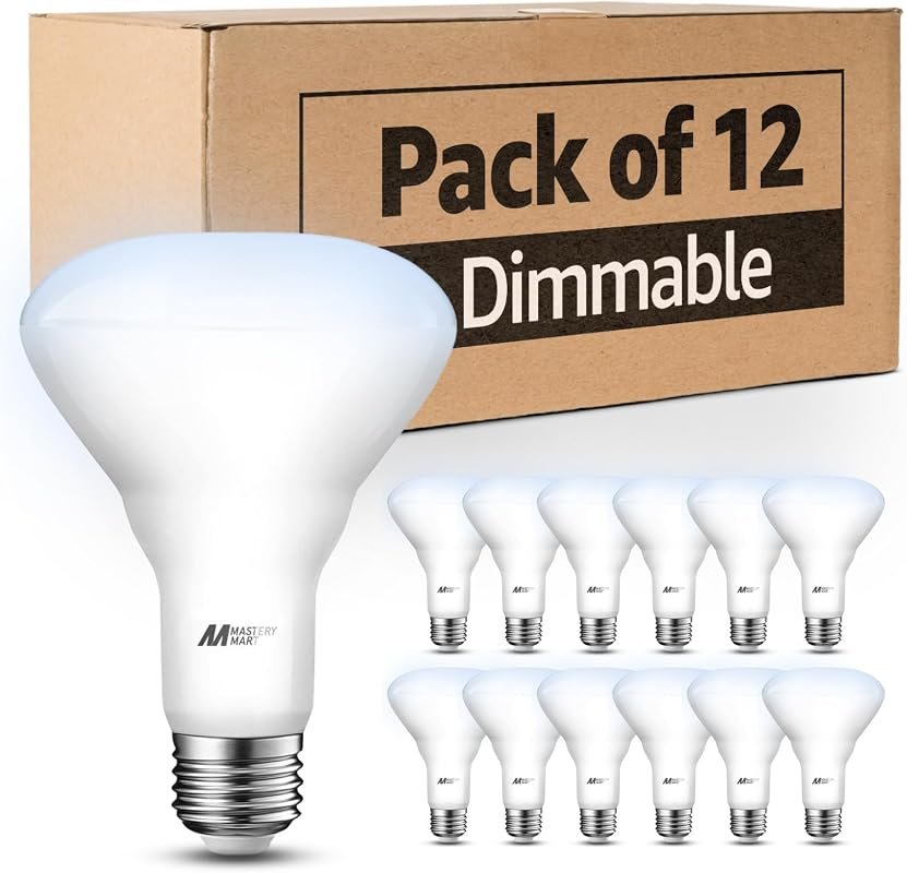 MASTERY MART BR30 LED Light Bulbs, 12-Pack Dimmable Daylight 5000K, E2