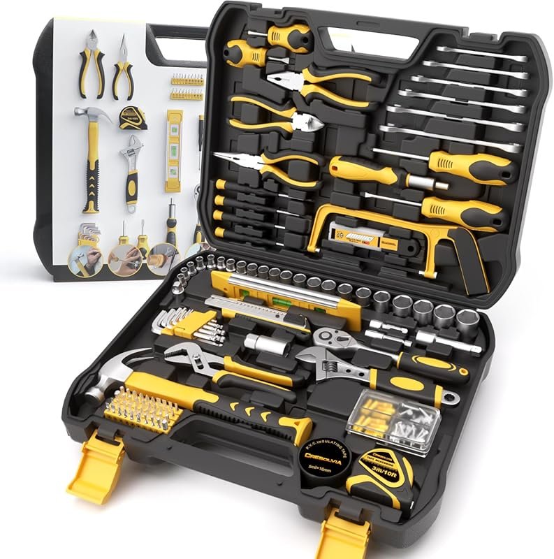 199-Piece Home and Auto Repair Tool Kit with Socket Wrench and Storage