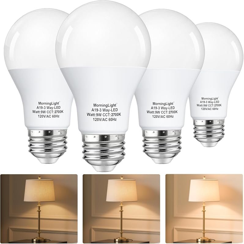 MorningLight 3-Way LED Light Bulbs, 15/40/60W Equivalent, Warm White 2