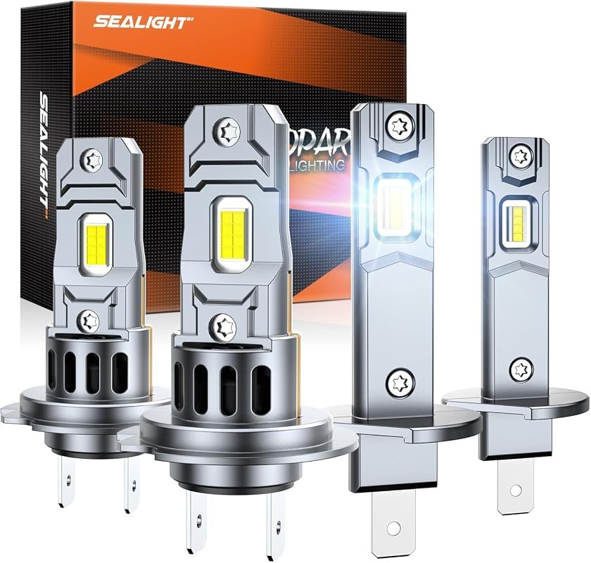 SEALIGHT S2S H1 H7 LED Bulbs Combo, 140000LM, 6500K Pure White, 4-Pack