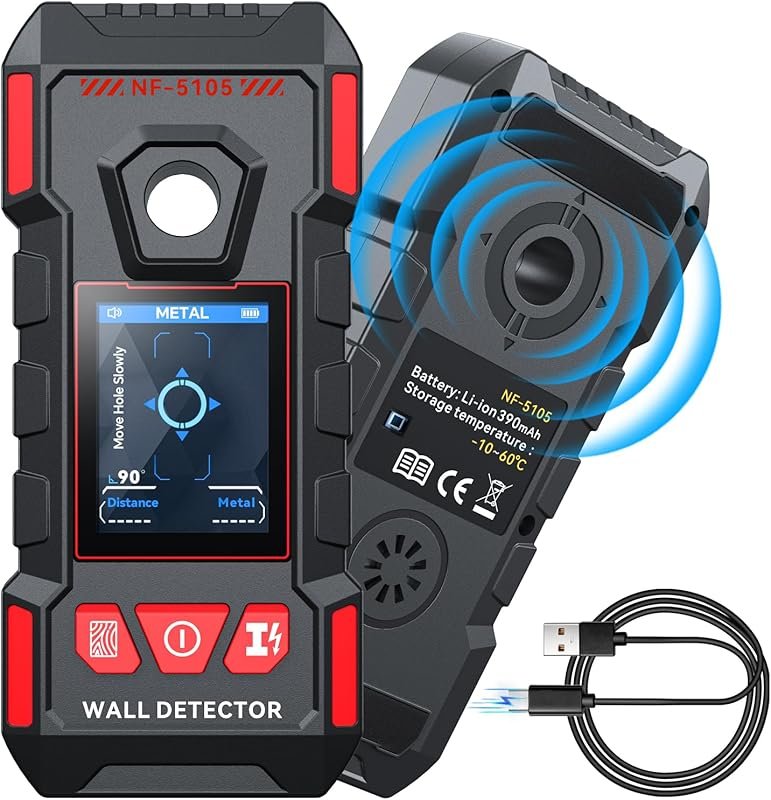 Rechargeable Stud Finder Wall Scanner with Smart Chip, HD LCD, and Voi