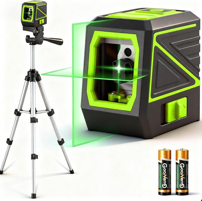 100ft Green Self-Leveling Cross Line Laser Level with Tripod and Pulse