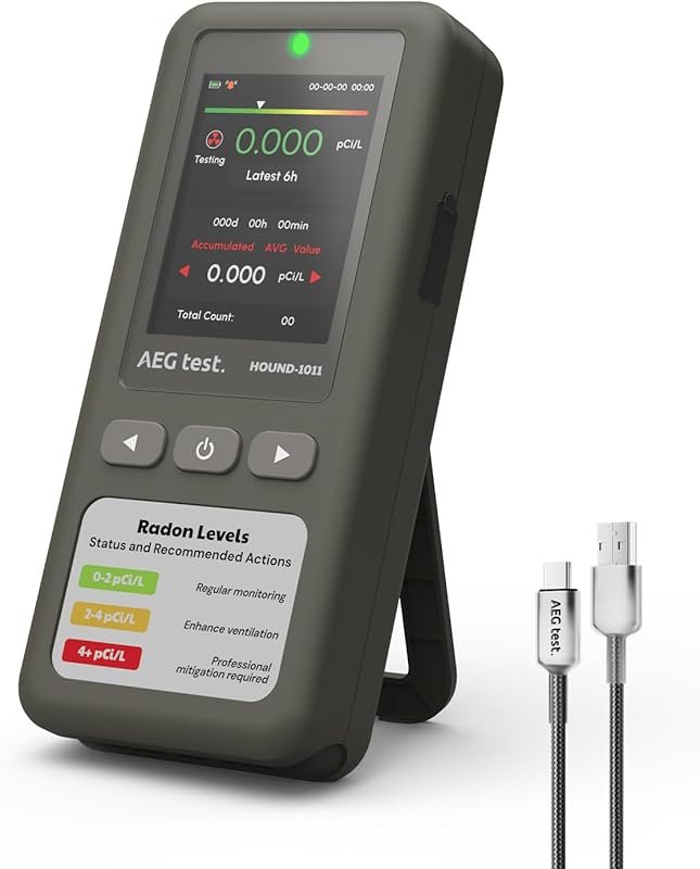 HOUND-1011 Portable Radon Detector, Lightweight High-Accuracy Tester, 