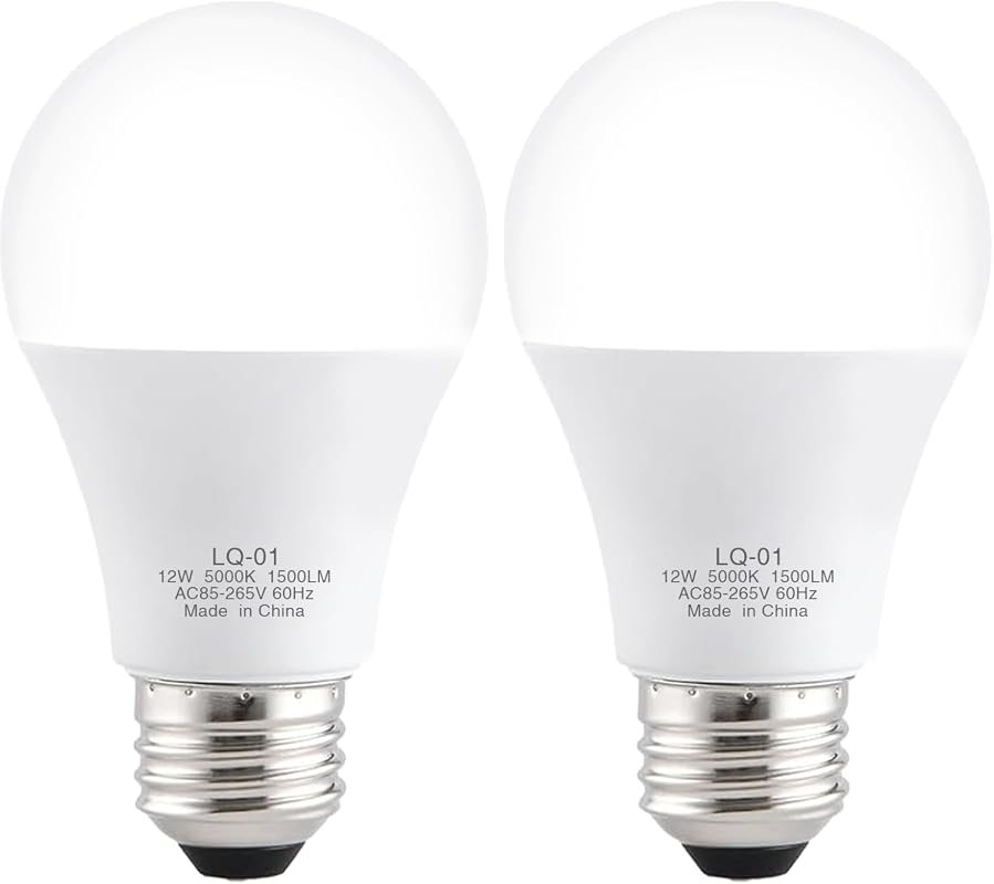 2-Pack Garage Door Opener Light Bulbs, 5000K Daylight, 1500LM, 12W E26