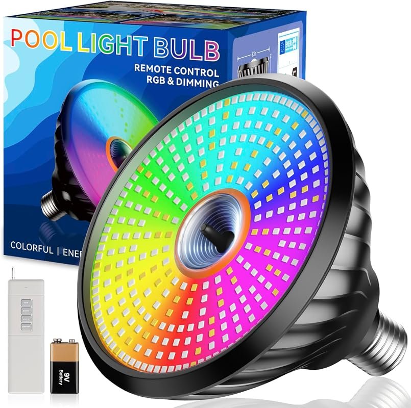 2026 Upgraded 120V 90W RGB LED Pool Light, Remote Control, E26/E27, Ma