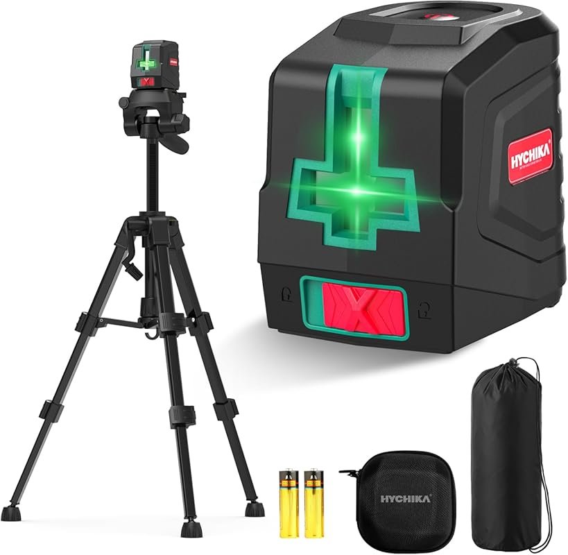HYCHIKA 360° Self-Leveling Green Cross-Line Laser Level with Tripod, R