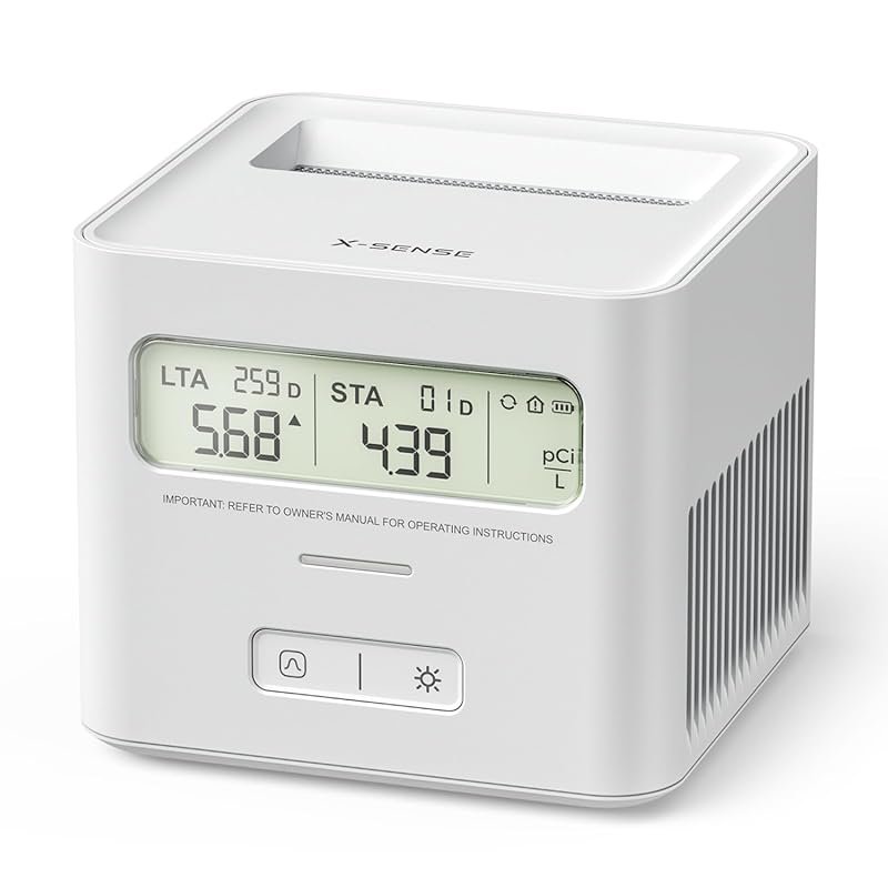 X-Sense XR0A-SR Radon Detector for Home, Continuous Monitoring, LCD Sc