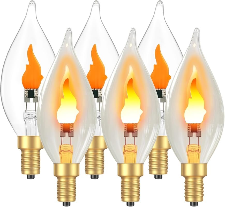 Hompavo Upgraded Flame Light Bulbs, E12 Candelabra Flickering Candle B