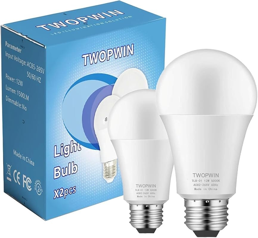TWOPWIN Garage Door Opener LED Bulbs, 5000K Daylight, 12W 1500LM, FCC 