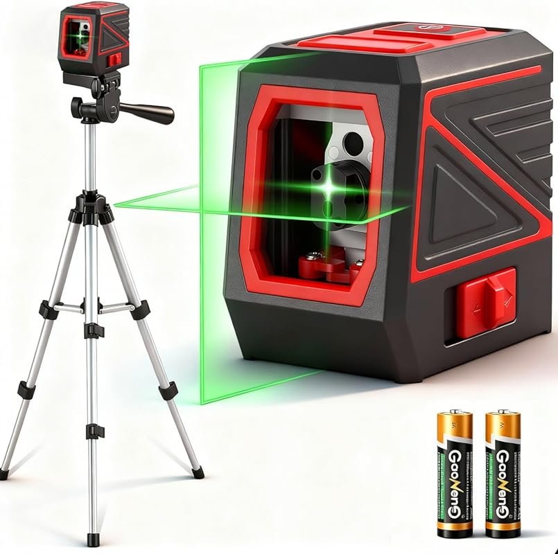 100ft Green Self-Leveling Cross Line Laser Level with Tripod and Pulse