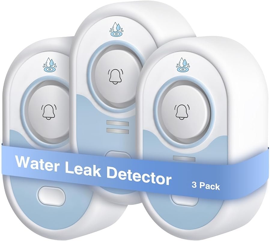 Water Leak Detector 3 Pack, 5-Year Battery Life, 100dB Alarm, IP66 Wat