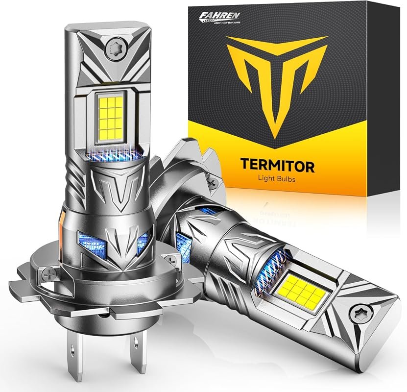 Termitor Latest-Gen H7 LED Bulb, 500000LM, H7LL, Dual-Sided CSP Chips,