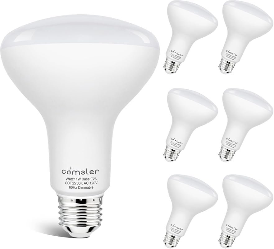comzler BR30 Dimmable LED Flood Bulbs, 65W Equivalent, 2700K Warm Whit