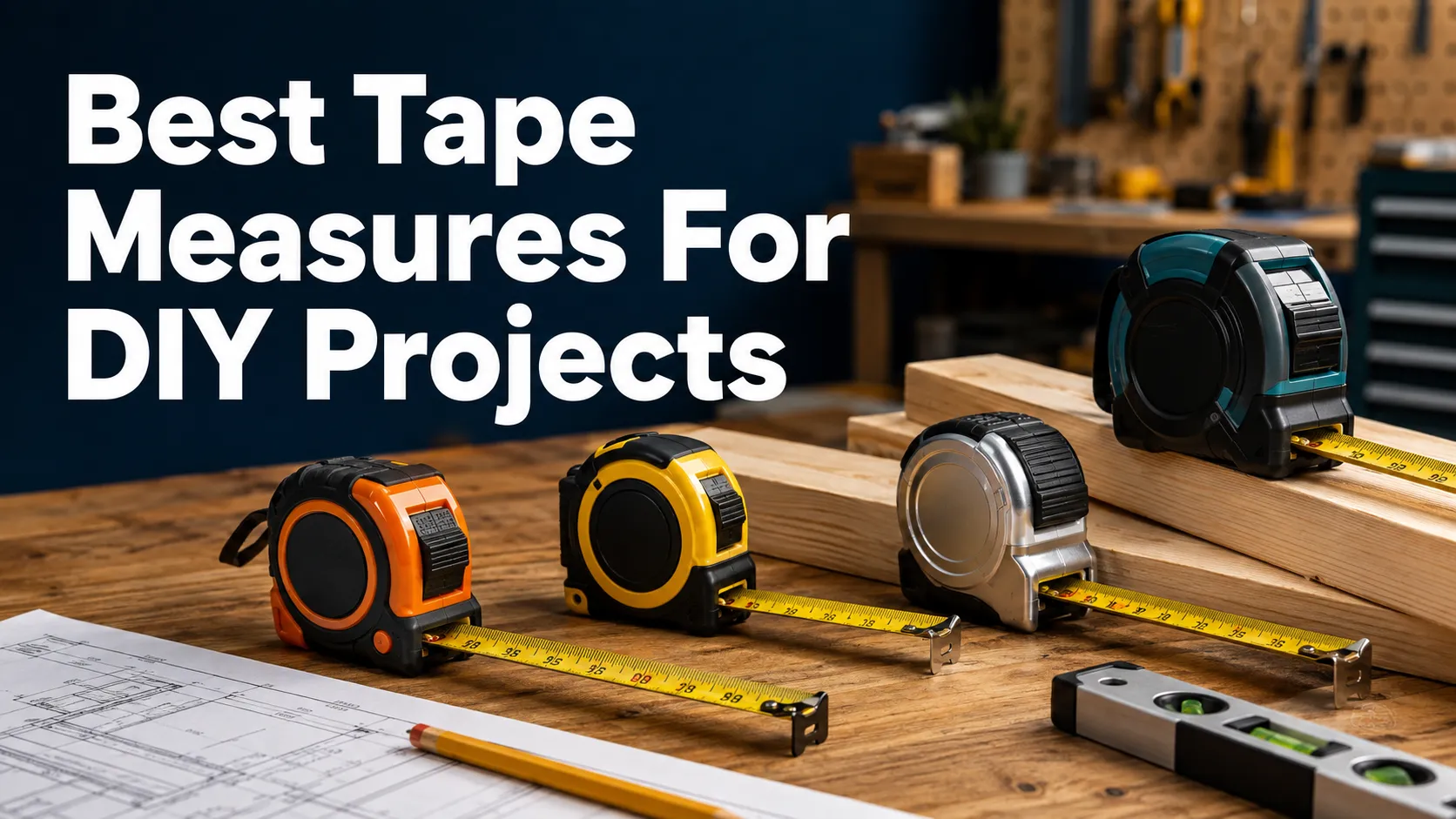 DIY tape measures in a bright workshop