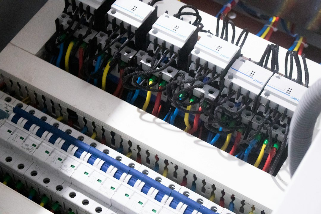 Electrical fuse box and wiring, shown as general context for circuit identification