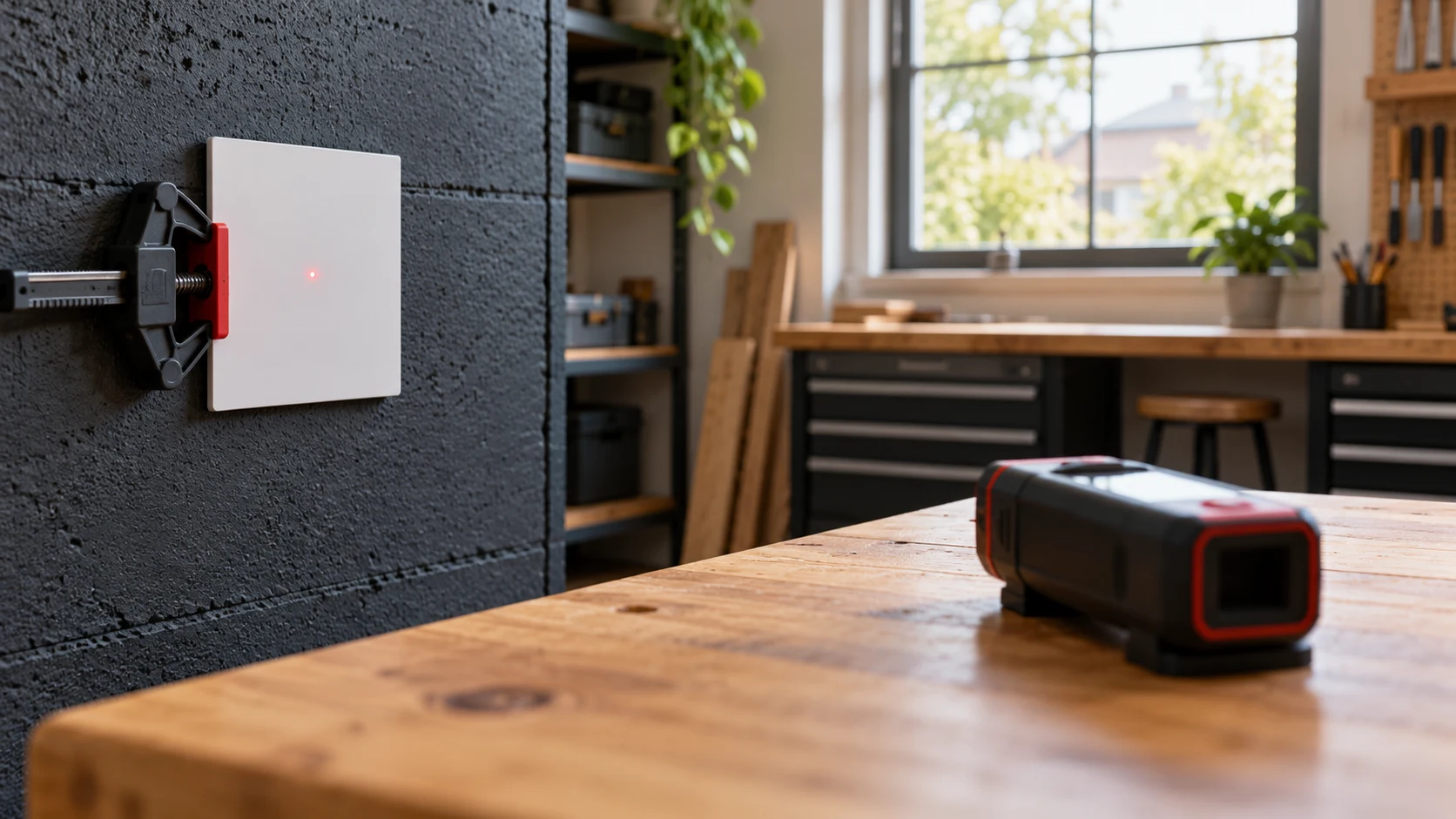 Illustrative target plate secured on a dark wall
